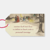 Kerstmis in oude stijl, kerk in winters landschap cadeaulabel (Achterkant Horizontaal)