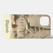 Kerstmis in oude stijl, kerk in winters landschap Case-Mate iPhone case (Achterkant (horizontaal))