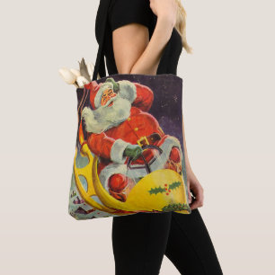 Kerstmis in oude stijl, Kerstman in een ruimteschi Tote Bag