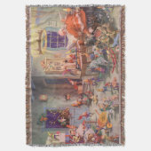 Kerstmis in oude stijl, Kerstman met elfenwerkplaa Deken (Voorkant Verticaal)