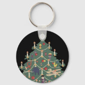 Kerstmis in oude stijl Kinderen rond een versierde Sleutelhanger (Achterkant)