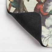 Kerstmis in oude stijl, kinderen sneeuwbalgevecht muismat (Hoek)