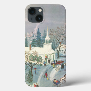Kerstmis in oude stijl, mensen gaan naar de kerk i iPhone 13 hoesje