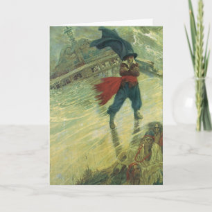 Kerstmis in oude stijl, Piratenschip de Vliegende  Feestdagen Kaart