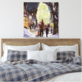 Kerstmis in oude stijl, vader die met de kinderen canvas afdruk (Insitu (Slaapkamer))
