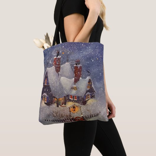 Kerstmis in oude stijl, werkplaats van de Kerstman Tote Bag (Dichtbij)