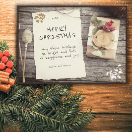 Kerstmis in ouderwetse houten schrift op oud papie feestdagenkaart