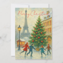 Kerstmis in Parijs bedankkaart – Eiffeltoren