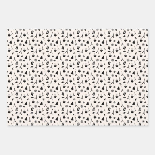 Kerstmis in Parijs Coördinatiepatroon Inpakpapier Vel (Voorkant)