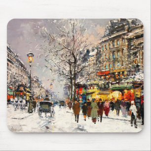 Kerstmis in Parijs. De Gift Mousepad van Kerstmis Muismat