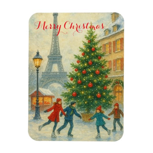Kerstmis in Parijs Eiffeltoren Winter Magneet (Verticaal)