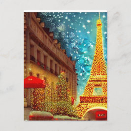 Kerstmis in Parijs, elfle toren Briefkaart