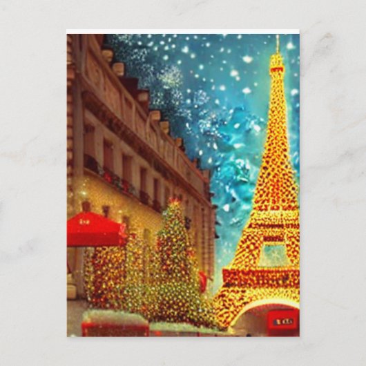 Kerstmis in Parijs, elfle toren Briefkaart (Voorkant)