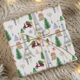 Kerstmis in Parijs in de Stad van de Lichten Vakan Cadeaupapier