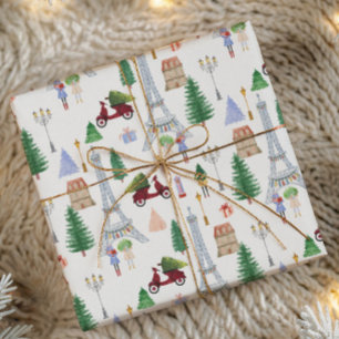 Kerstmis in Parijs in de Stad van de Lichten Vakan Cadeaupapier