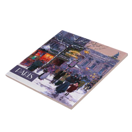 Kerstmis in Parijs. Kerstaire keramische Tegels Tegeltje (Zijkant)