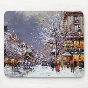 Kerstmis in Parijs. kerstcadeau Mousepad Muismat
