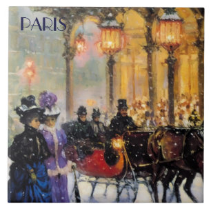 Kerstmis in Parijs. kerstcadeau Tegeltje