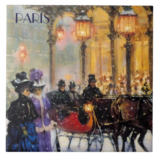 Kerstmis in Parijs. kerstcadeau Tegeltje (Voorkant)