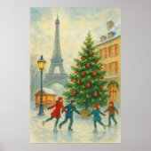 Kerstmis in Parijs Kunstprint – Eiffeltoren Winter Poster (Voorkant)