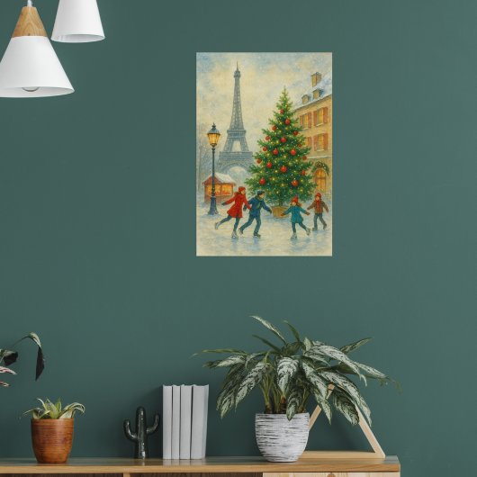 Kerstmis in Parijs Kunstprint – Eiffeltoren Winter Poster (Woonkamer 1)