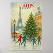 Kerstmis in Parijs Kunstprint – Eiffeltoren Winter Poster (Voorkant)