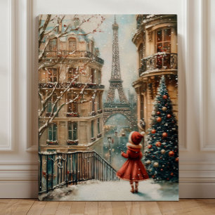 Kerstmis in Parijs – Magische Winter Eiffeltoren Canvas Afdruk