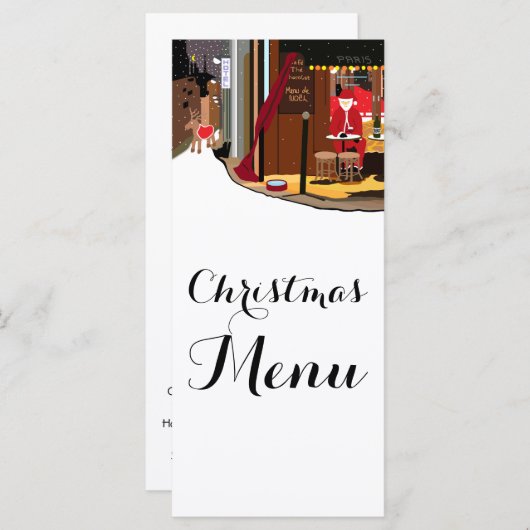 Kerstmis in Parijs Menu (Voorkant / Achterkant)