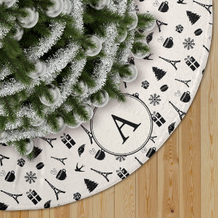Kerstmis in Parijs Monogrammen Imitatie Linnen Kerstboom Rok