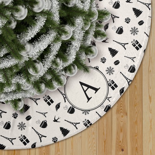 Kerstmis in Parijs | Monogrammen Imitatie Linnen Kerstboom Rok