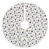 Kerstmis in Parijs | Monogrammen Imitatie Linnen Kerstboom Rok (Voorkant)