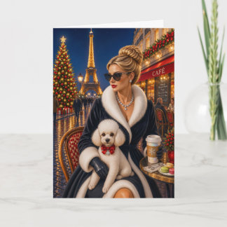 Kerstmis in Parijs,Poodle Feestdagen Kaart