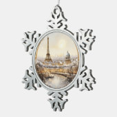 Kerstmis in Parijs Tin Sneeuwvlok Ornament (Rechts)
