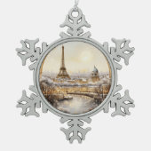 Kerstmis in Parijs Tin Sneeuwvlok Ornament (Voorkant)