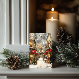 Kerstmis in Parijs: Vakantie Charm op Eiffellaan Feestdagen Kaart