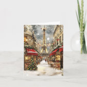 Kerstmis in Parijs: Vakantie Charm op Eiffellaan Feestdagen Kaart (Voorkant)
