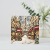 Kerstmis in Parijs: Vakantie Charm op Eiffellaan Feestdagenkaart (Staand voorkant)