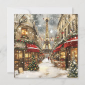 Kerstmis in Parijs: Vakantie Charm op Eiffellaan Feestdagenkaart (Voorkant)