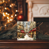 Kerstmis in Parijs: Vakantie Charm op Eiffellaan Feestdagenkaart