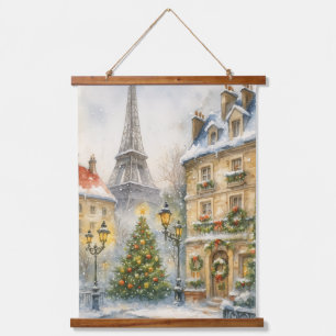 Kerstmis in Parijs wandtapijt – Waterverf Hangend Wandkleed