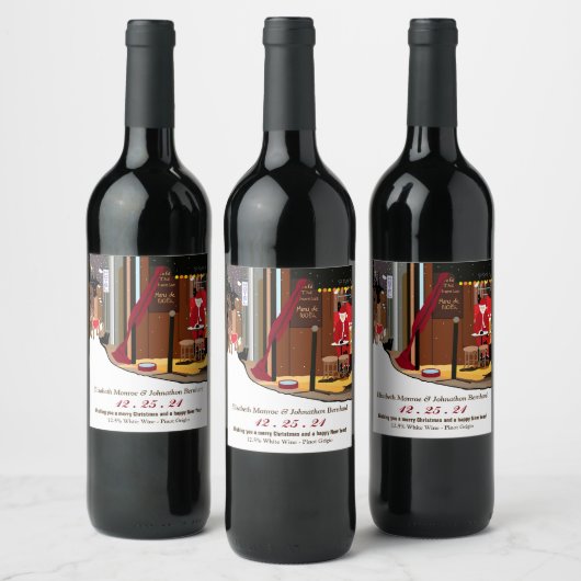 Kerstmis in Parijs Wijn Etiket (Flessen)