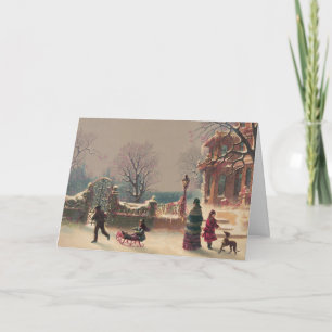 Kerstmis in Park Vintage Feestdagen Kaart
