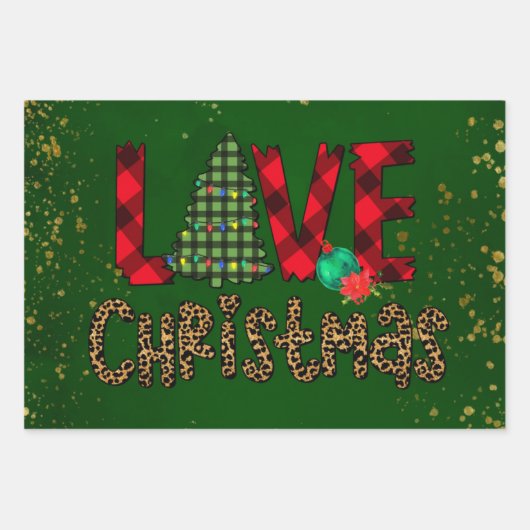 Kerstmis in Patronen en luipaard afdrukken Inpakpapier Vel (Voorkant 2)