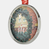 Kerstmis in Pella, Iowa Holiday Verdekte Lichten Metalen Ornament (Links)