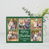 Kerstmis in penseel 5 Fotogroen Feestdagenkaart (Staand voorkant)