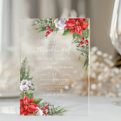 Kerstmis in Poinsettia Winter Greenery Wedding Acryl Uitnodigingen