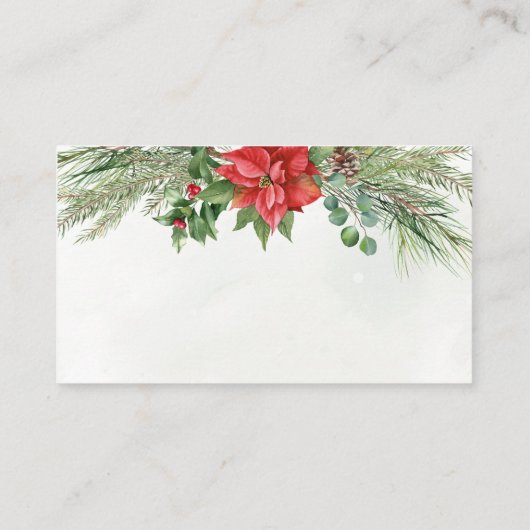 Kerstmis in Poinsettia Winter Greenery Wedding Informatiekaartje (Achterkant)