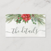 Kerstmis in Poinsettia Winter Greenery Wedding Informatiekaartje (Voorkant)