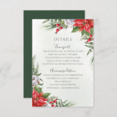 Kerstmis in Poinsettia Winter Greenery Wedding Informatiekaartje (Voorkant / Achterkant)