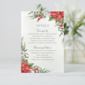 Kerstmis in Poinsettia Winter Greenery Wedding Informatiekaartje (Staand voorkant)